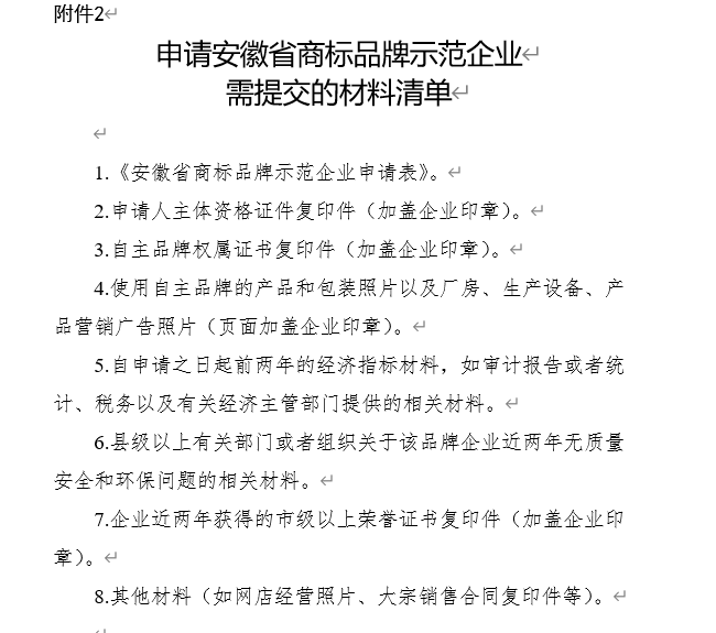 關于開展2023年安徽省商標品牌示范企業(yè)申報工作的通知